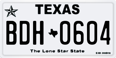 TX license plate BDH0604