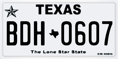 TX license plate BDH0607