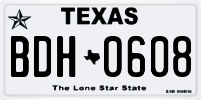 TX license plate BDH0608