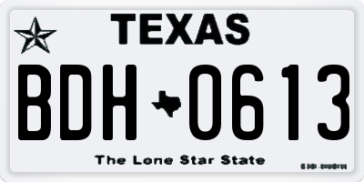 TX license plate BDH0613