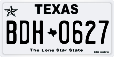 TX license plate BDH0627
