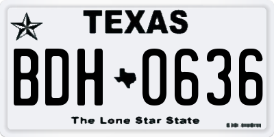 TX license plate BDH0636