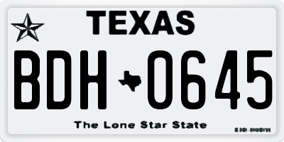 TX license plate BDH0645