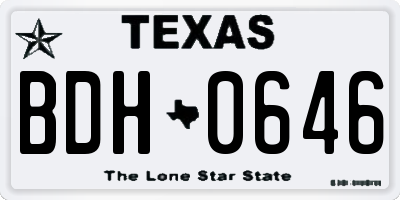 TX license plate BDH0646