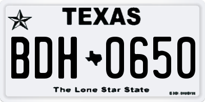 TX license plate BDH0650