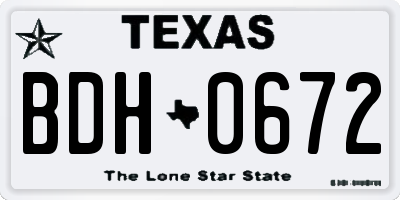TX license plate BDH0672