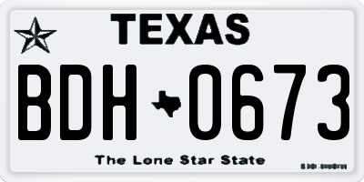 TX license plate BDH0673