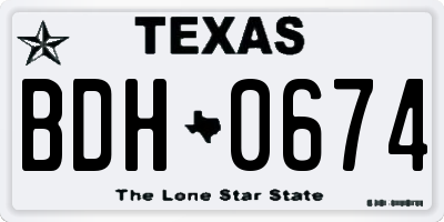 TX license plate BDH0674