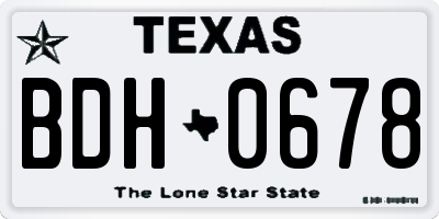 TX license plate BDH0678