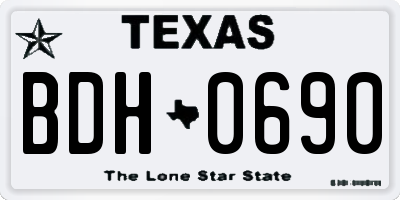 TX license plate BDH0690