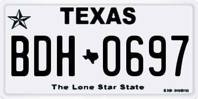 TX license plate BDH0697