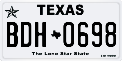 TX license plate BDH0698