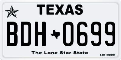 TX license plate BDH0699