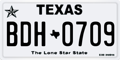 TX license plate BDH0709