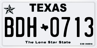 TX license plate BDH0713