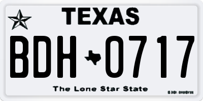 TX license plate BDH0717