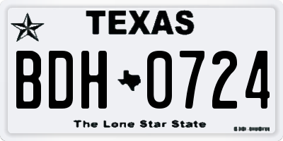 TX license plate BDH0724