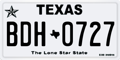 TX license plate BDH0727