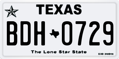 TX license plate BDH0729
