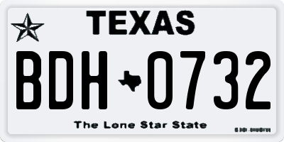 TX license plate BDH0732