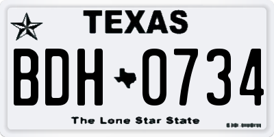 TX license plate BDH0734