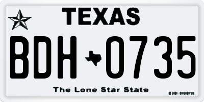 TX license plate BDH0735