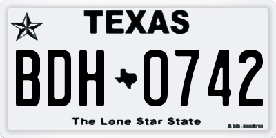 TX license plate BDH0742