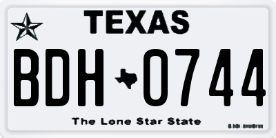 TX license plate BDH0744