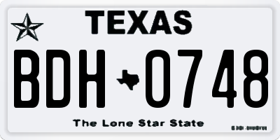 TX license plate BDH0748