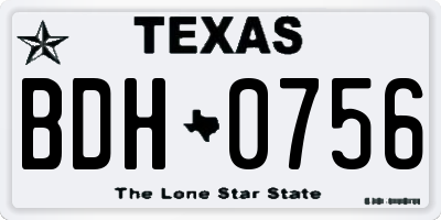 TX license plate BDH0756