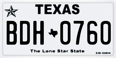 TX license plate BDH0760
