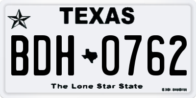 TX license plate BDH0762