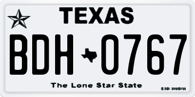TX license plate BDH0767