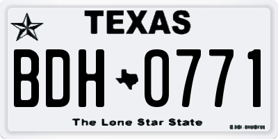 TX license plate BDH0771