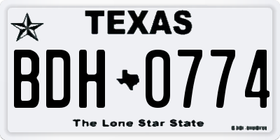TX license plate BDH0774
