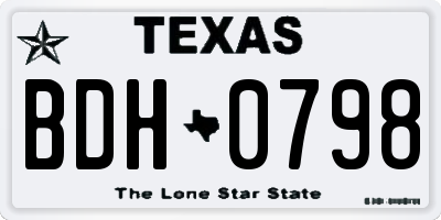 TX license plate BDH0798