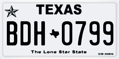 TX license plate BDH0799