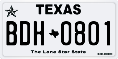 TX license plate BDH0801