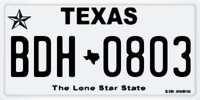 TX license plate BDH0803
