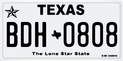 TX license plate BDH0808