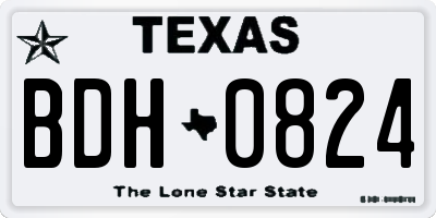 TX license plate BDH0824