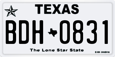 TX license plate BDH0831
