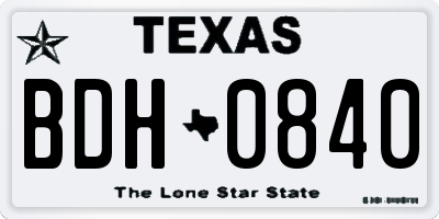 TX license plate BDH0840