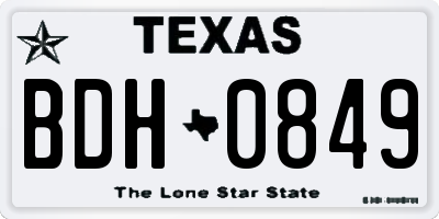 TX license plate BDH0849