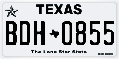 TX license plate BDH0855