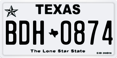 TX license plate BDH0874