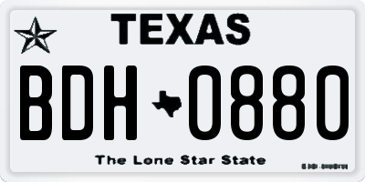 TX license plate BDH0880