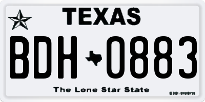 TX license plate BDH0883