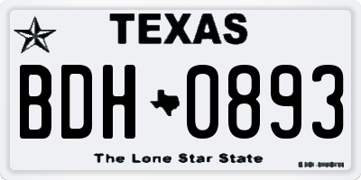 TX license plate BDH0893