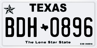 TX license plate BDH0896